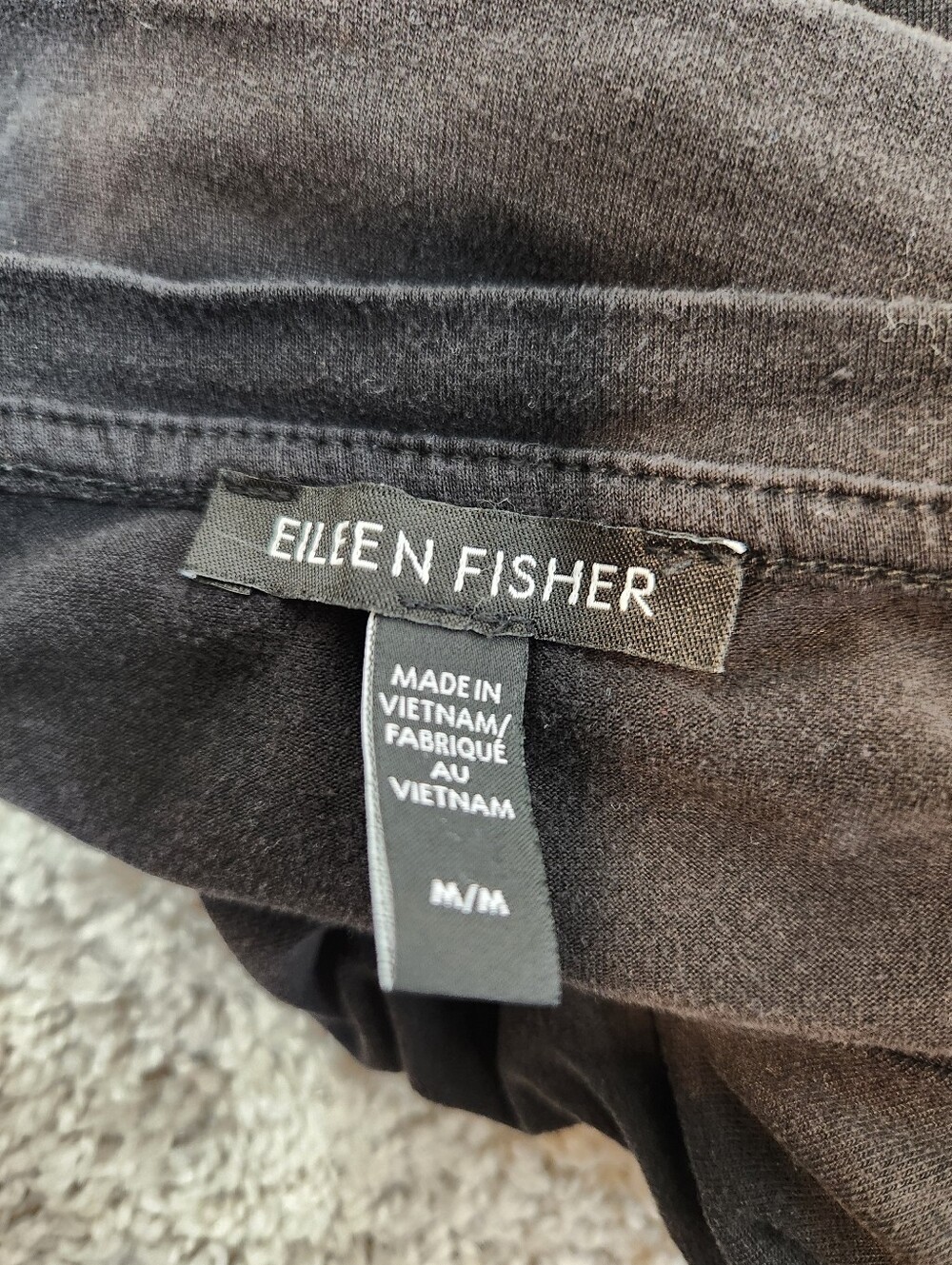 Eileen Fisher Black Fine Jersey Square Top Size Medium - Picture 3 of 7